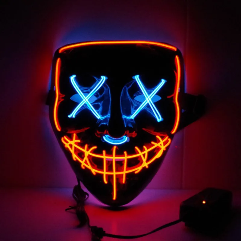 as the picture US Free Ship Halloween DJ LED Mask Light Up Party Masks The Purge Election Year Great Festival Cosplay Party Masks Glow In Dark - Color: as the picture