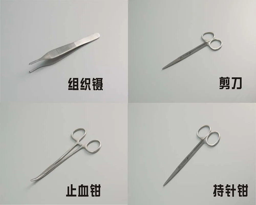 Набор для стоматологической практики, оральная модель, Swaged needle, набор инструментов для обучения с гелем селика для стоматологических студентов, обучение пероральному шову - Цвет: 4 Pcs Tools