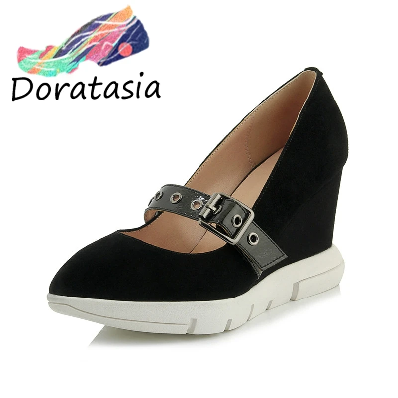 

Fashion 2019 Hot Sale Pointed Toe Wedge Heels Summer Pumps Woman Shoes Platform Buckle Strap Pumps Woman Shoes