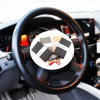 

Hand-stitched 38 cm leather steering wheel cover for Geely Vision SC7 MK CK Cross Gleagle SC7 Englon SC3 SC5 SC6 SC7 Panda