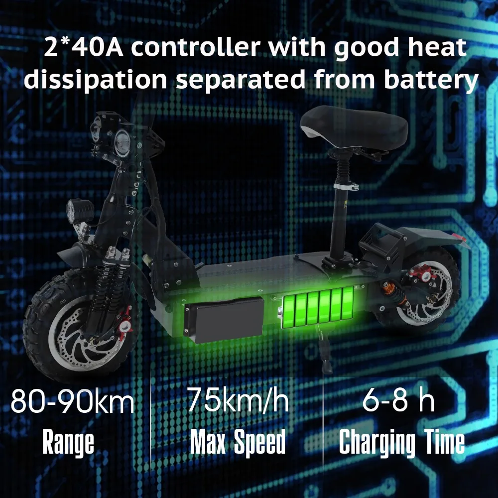 GUNAI 11 дюймов двойной привод скутер передний и задний амортизация шатер с ключом переключатель 40A+ 40A контроллер