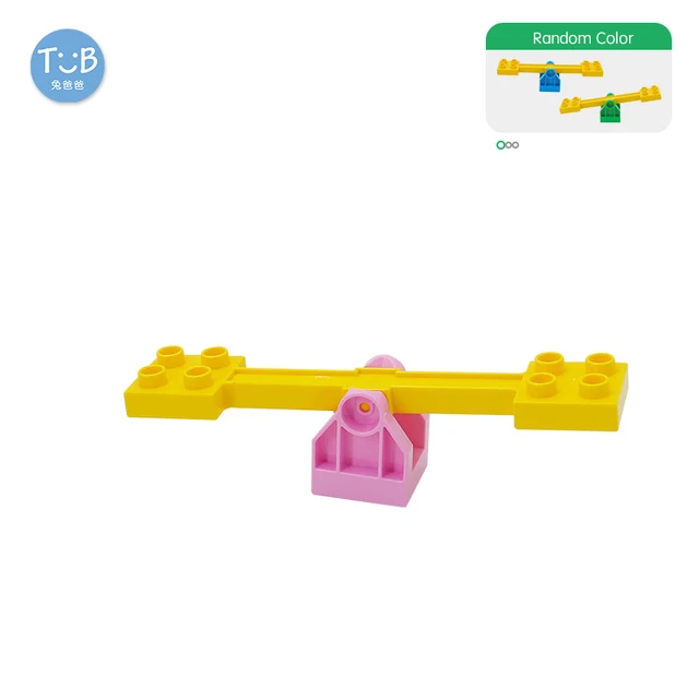 Blocks Amusement Park Accessory Slide Ladder Swing Seesaw Carousel Big Large-particle City Building Children's Gift Bricks Toy Random color