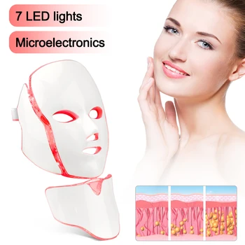 

7 colors LED facial mask for face and neck rejuvenation