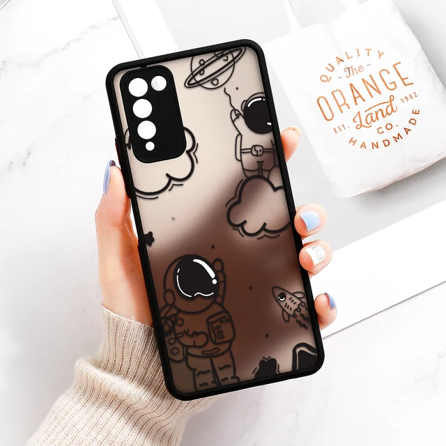 Case For Huawei P30 Pro Case P50 P40 Lite Hard Fundas Honor 8X 9A 20 10X 30 Lite Nova 5T Cartoon Astronaut Cover Lens Protection OA53