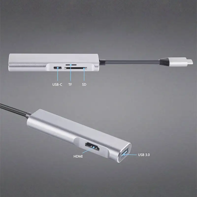 USB-C конвертер Алюминиевый USB C концентратор тип C к HDMI USB3.0 сплиттер адаптер TF Micro SD кард-ридер для Macbook pro
