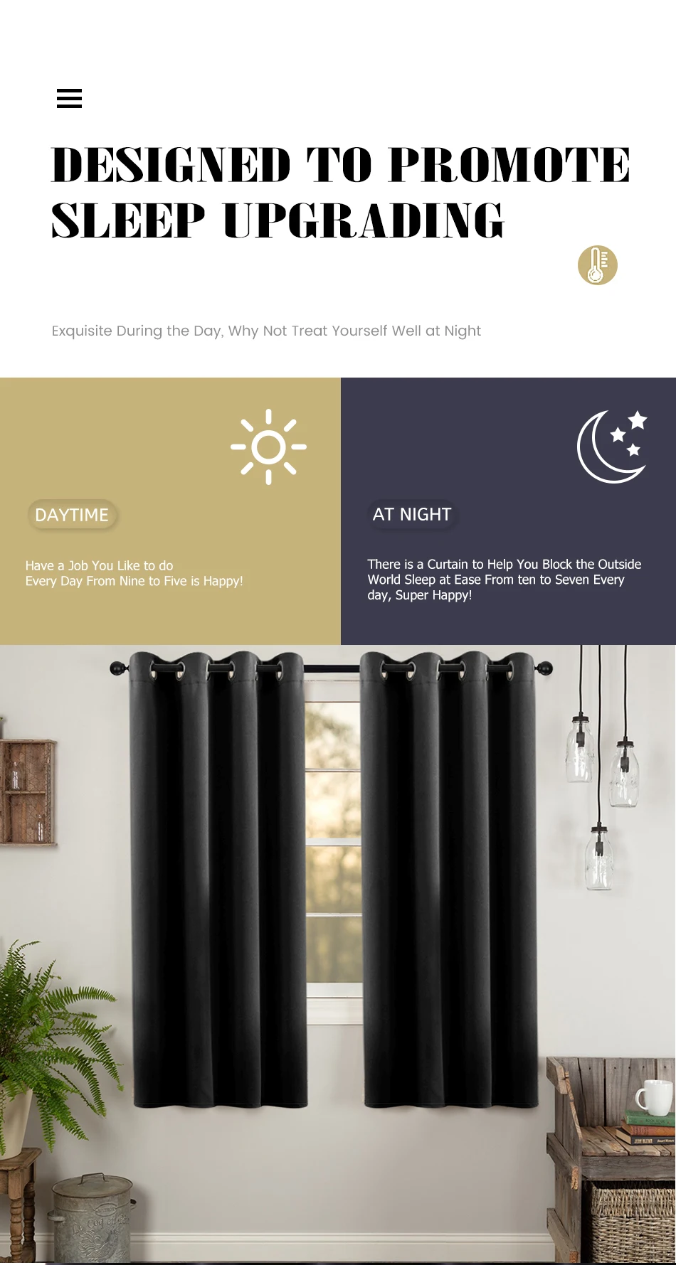 1Panel Blackout Short Curtains for Living Room Bedroom Curtains for Kitchen Solid Curtains for the Room Window Treatments Drapes