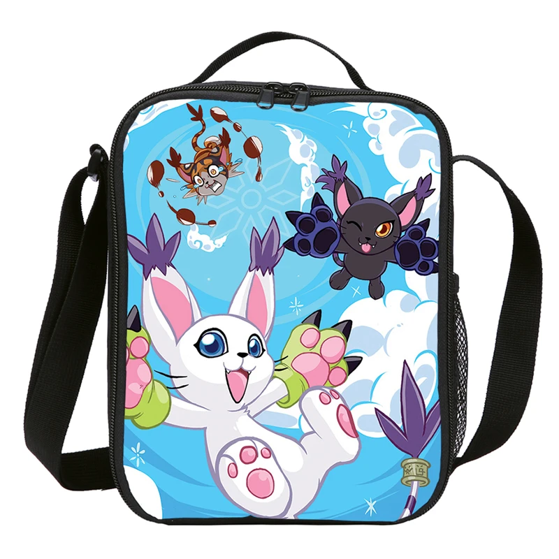 3D мультфильм Печать мальчик девочка сумки для обеда первичные дети Digimon