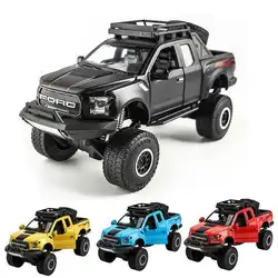 1:32 маленький грузовичок Big Wheel Raptor F150 модель игрушечного автомобиля машинки оттяните назад звук и свет мигающие транспортные средства для