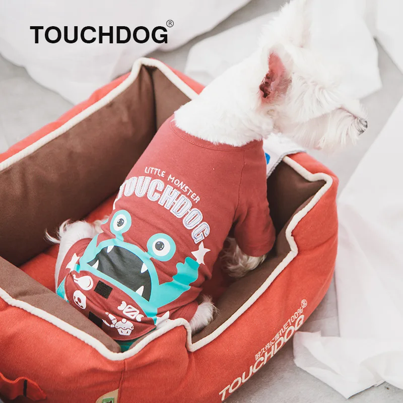 Touchdog Новая Стильная летняя одежда футболка с маленьким монстром Одежда для собак и кошек Одежда для Тедди