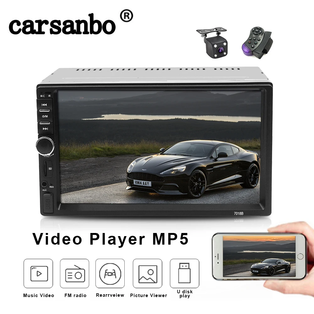 Autoradio Tactile avec Lecteur Vidéo et Musique MP5, Bluetooth, FM, TF,  Support USB, Lien Android, Téléphone IOS, 2 Din, 7 Pouces - AliExpress