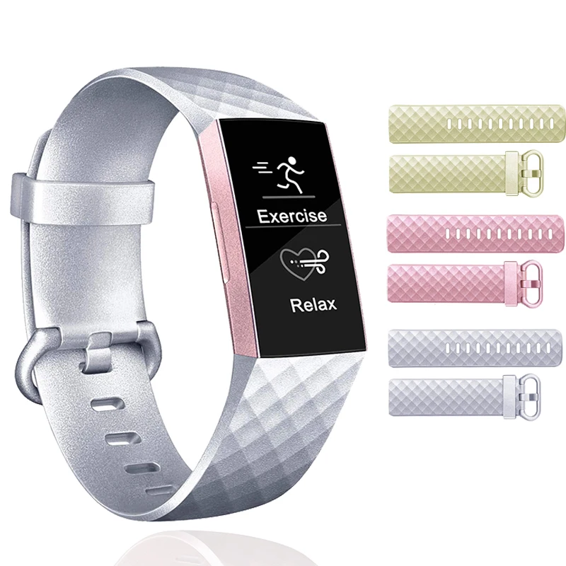 Мягкий силиконовый сменный ремешок для Fitbit Charge 3 розовое Золотое запястье с