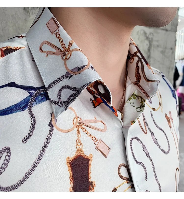 Брендовая мужская рубашка с коротким рукавом Camisa, модная повседневная приталенная рубашка, летняя Дизайнерская одежда для клубной вечеринки, выпускного вечера