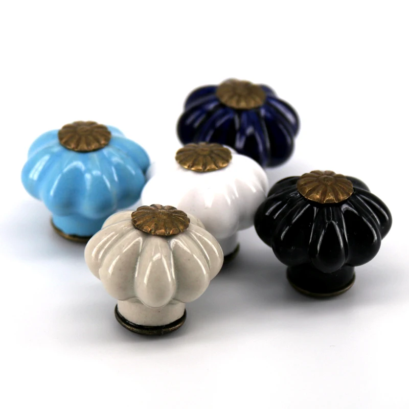

10PC Ceramic Pumpkin Cabinet and Furniture Knobs Pulls Drawer Handles Knob for Kids,Small Jewelry Box Knob