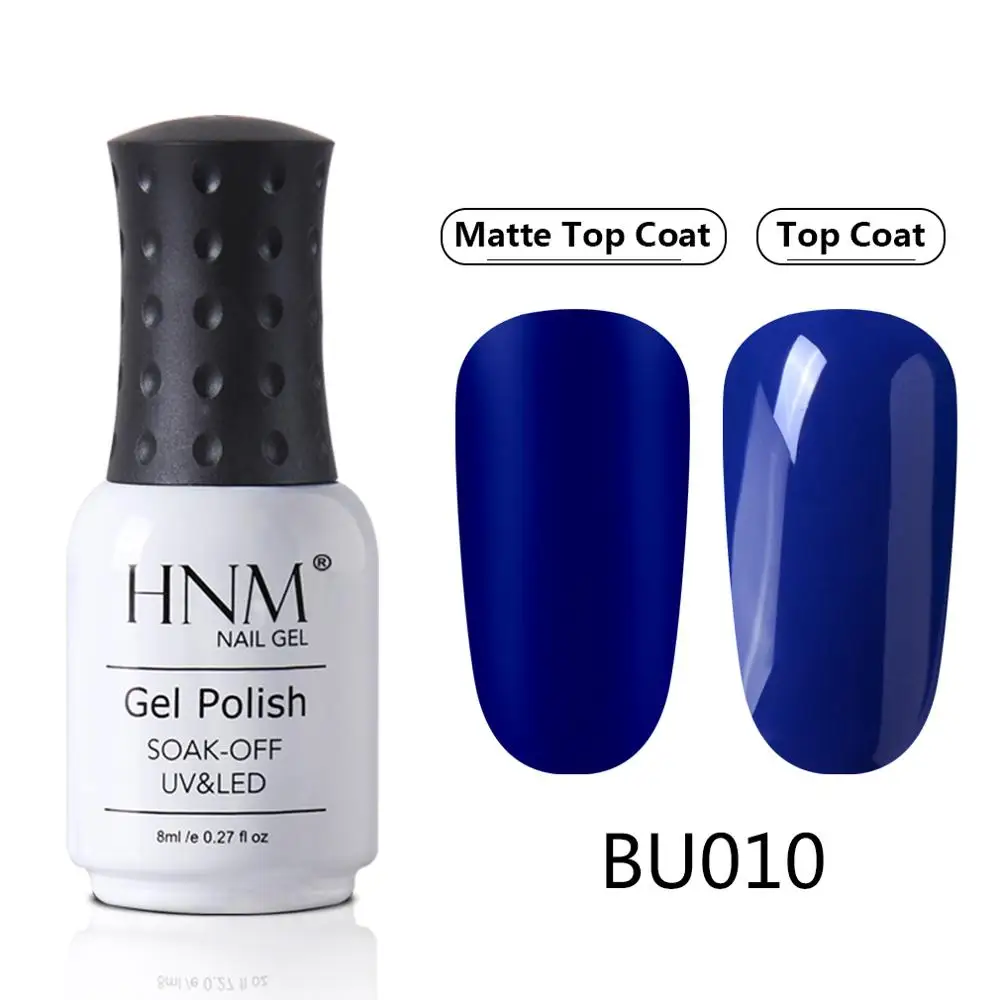 HNM Blue Purple Matte Effect Gel Nail Polish Need Matt Top Coat Base Semi Permanent UV LED Lamp Hybrid Varnishes Lacquer Gellak - Цвет: BU010