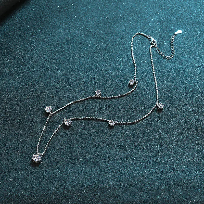 Silver 925 Original Diamond Test Past Brilliant Cut Total 3 Carat D Color Moissanite Sky Stars Pendant Necklace Gemstone Chain