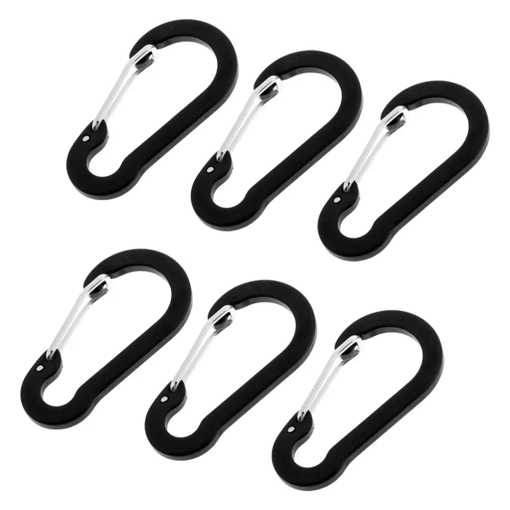 6 Pieces Mini Aluminum Carabiner Spring Clip Hook Keychain for Camping Hiking Fishing Traveling Backpack Water Bottle