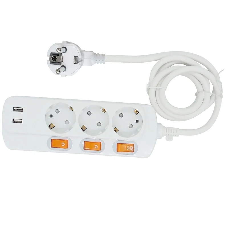 

Power Strip 3 EU Outlets UK/US/AU/EU Plug Wall 2 USB Charger Port for Smartphones 1.8/3M Adapter Dock Extension Cord socket