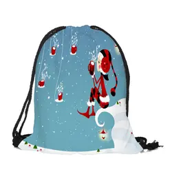 Женский геометрический рюкзак, рождественские подарки, мужской рюкзак на шнурке, новогодний Рождественский ранец, карамельный карман, 39x32