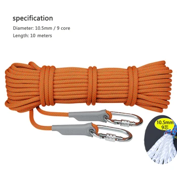 

10m Professional Outdoor Rock Climbing Rope High Strength Downhill Survival Safety Rescue Parachute Rope Climbing Accessories