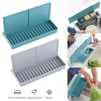

Best Selling Retractable Sink Partition with Storage Box Waterproof and Splash-proof Baffle Kitchen Shelf Good Quality