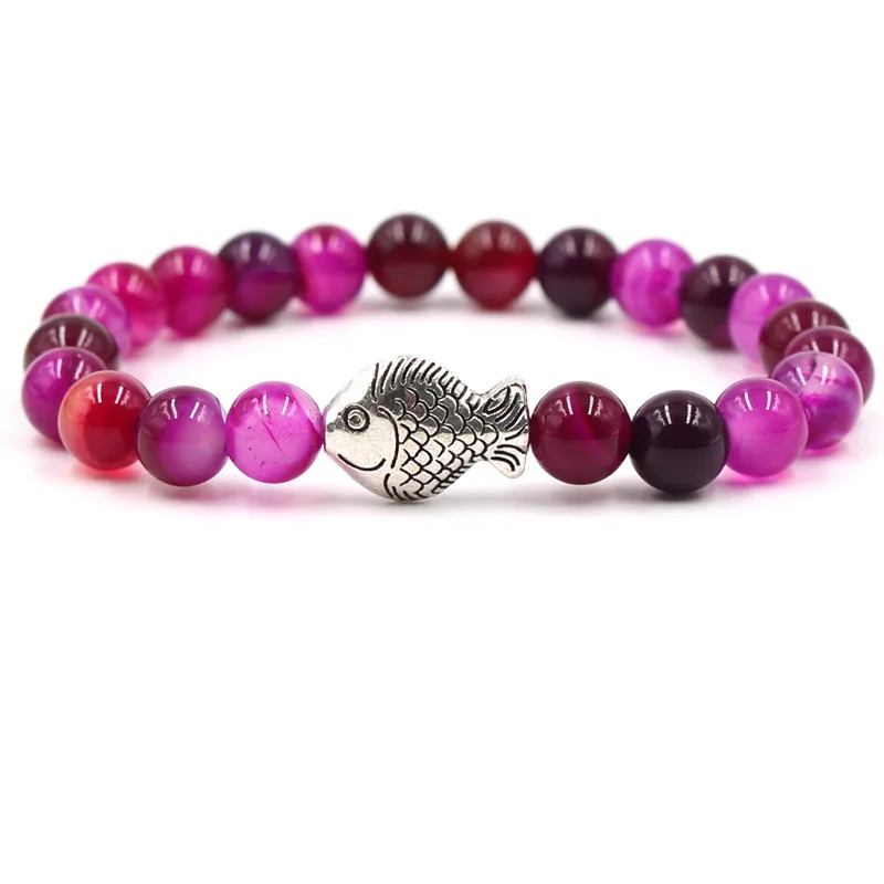

Charm Colorful Stone Beads DIY Bracelet Zinc Alloy Fish Bracelets Bangles For Men&Women Charm Jewelry Pulseras Celebration Gifts