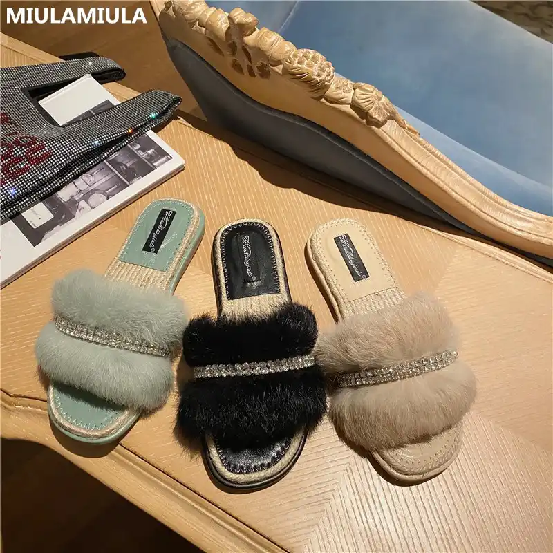 fur slide mules