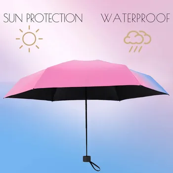 

Super Light Small Umbrella For Travel Five-Folding Gradient Compact Umbrellas Black Coating Sun UV Protection n