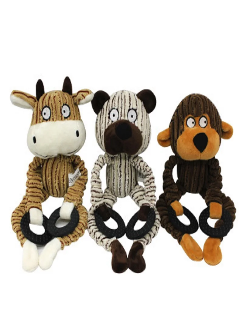 

Pet toy corduroy sounding plush monkey hippo bear dog toy