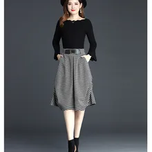 Модная плиссированная юбка в полоску с эластичным карманом и поясом длиной до колена; элегантная темпераментная юбка с высокой талией; удобная юбка