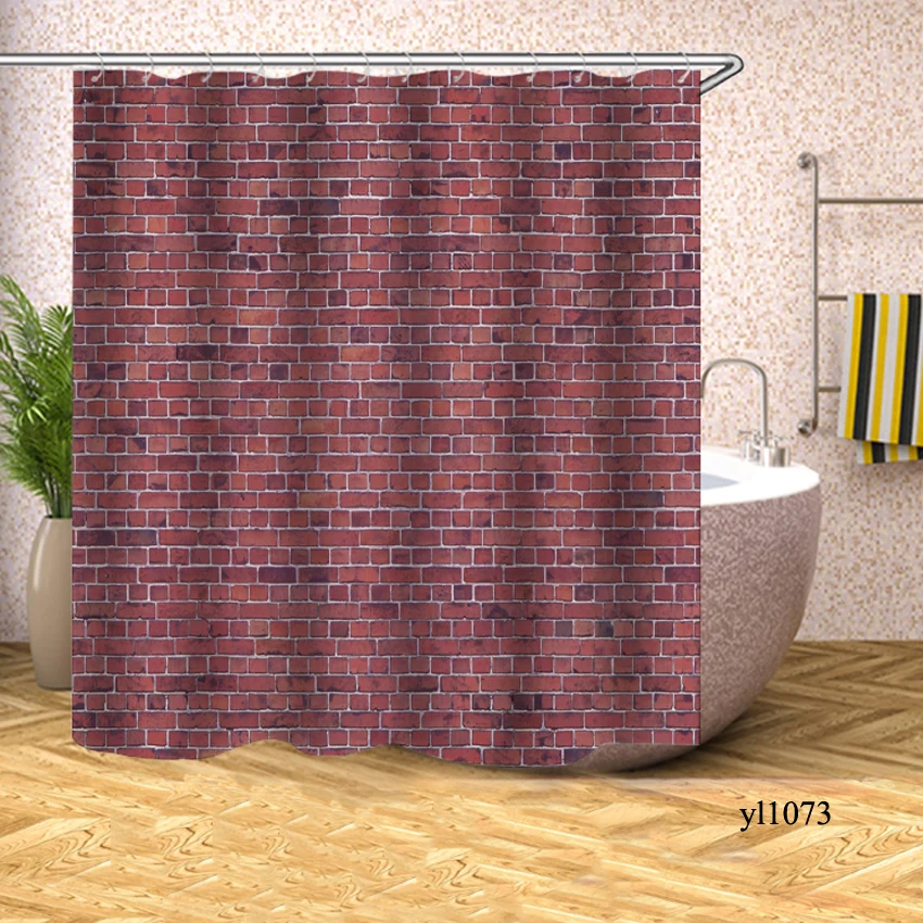 3D занавеска для душа в ванную, Деревянный Рисунок кирпича, водонепроницаемая занавеска для ванной, занавеска для ванны, крышка для купания, большой широкий 12 крючков - Цвет: Pattern 18