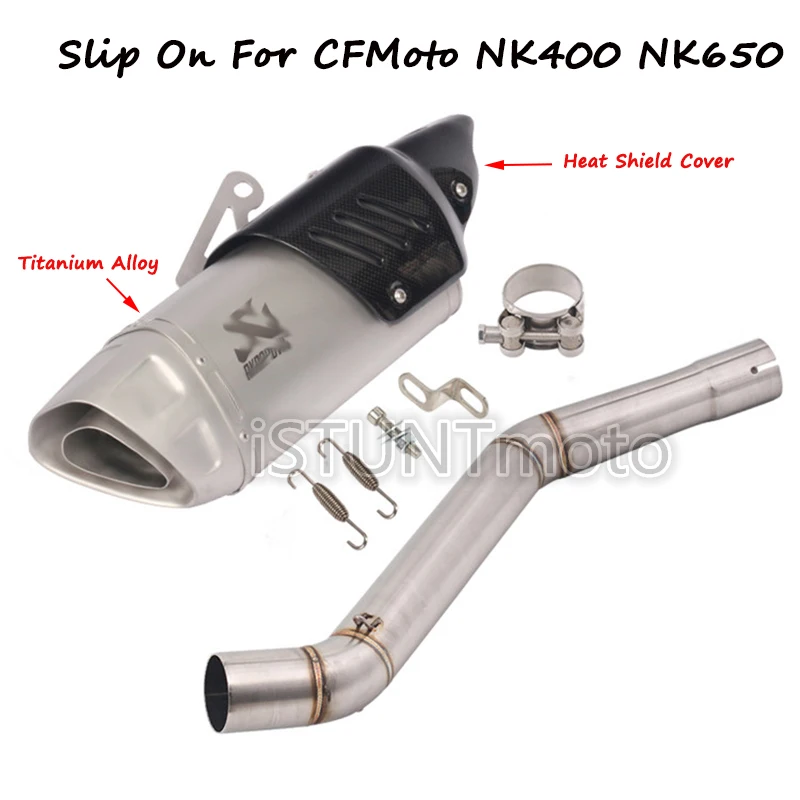 Слипоны для CFMoto 400NK NK400 650 NK650 650NK мотоцикл модифицированный скутер среднего звенья трубы полная система с Akrapovic выхлопной