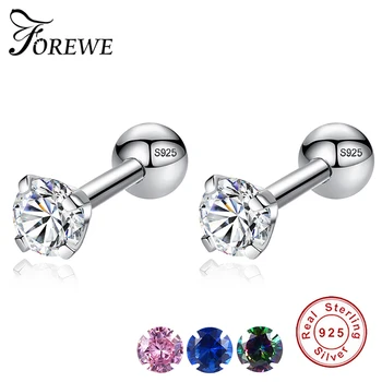

Forewe 925 Sterling Silver Ball Earrings Shiny Cubic Zirconia Crystal Round Stud Earrings For Women Wedding Engagement Jewelry