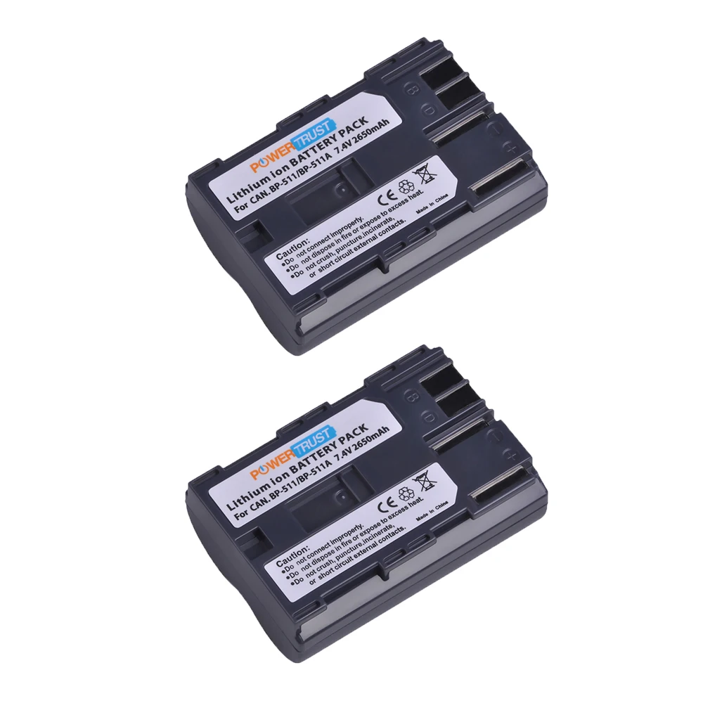 2 battery BP-511 BP-511A Камера литий-ионная батарея+ светодиодный USB двойной Зарядное устройство для Canon G6 G5 G3 G2 G1 EOS 300D 50D 40D 30D 20D 5D - Цвет: 2 battery