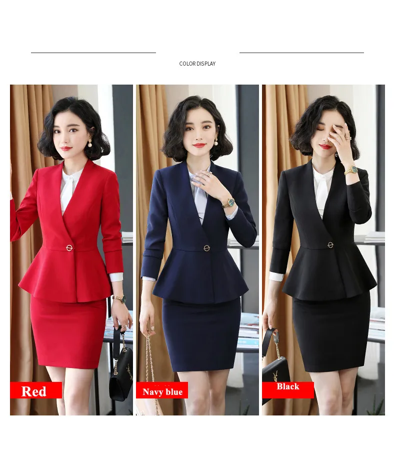Fashion long sleeve professional pants suits New red business slim blazer and pants office ladies formal interview work wear