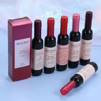 여성용 오래 지속되는 매트 립 스테인 립 글레이즈 립 글로스, 와인 립 틴트, 와인 병 액체 립스틱, 메이크업 도구