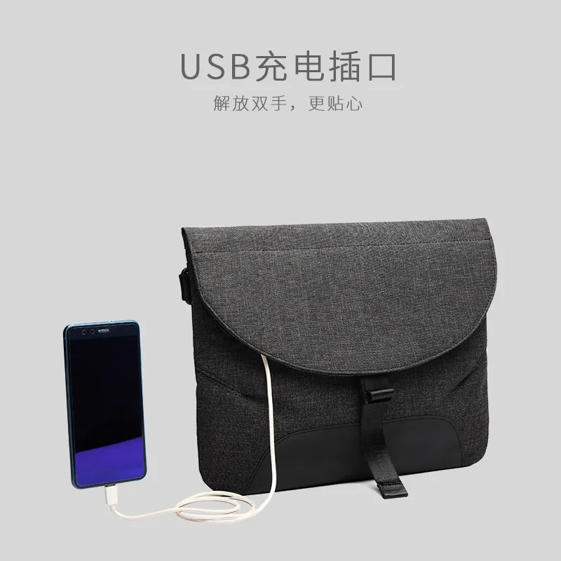 

MEN'S Messenger Bag USB Charging Shoulder Bag Cross Messenger Bag Canvas Solid Color City Simple Fashion Briefcase