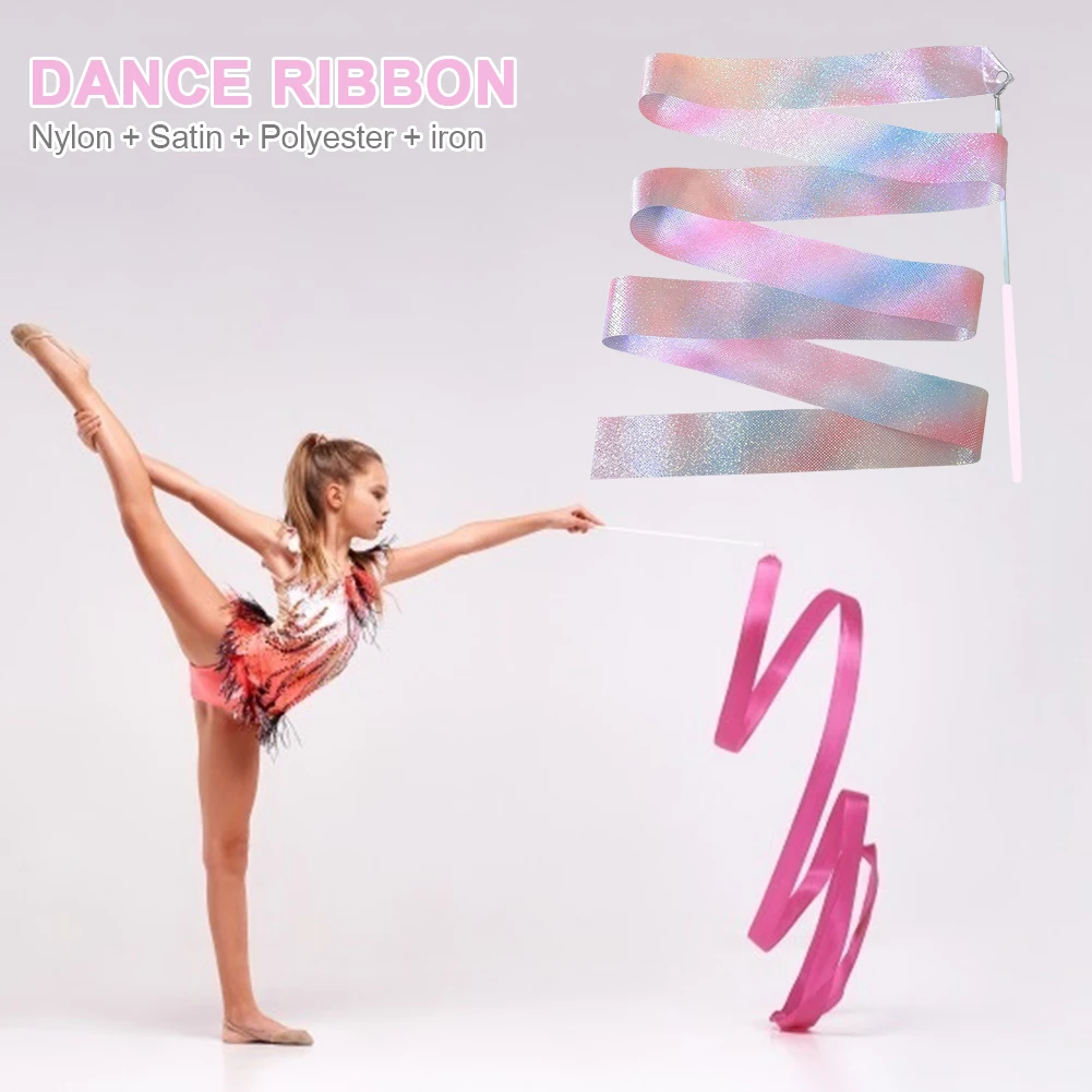 Gymnastics Ribbon 2m/4m Flashing Glitter Dance Ribbon Rod