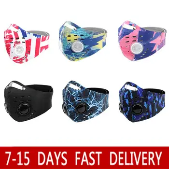 

Reusable Face Mask Activated Carbon Filter Mask Windproof Warm Bicycle Mask Mountain Bike With Air Valve Riding Mask