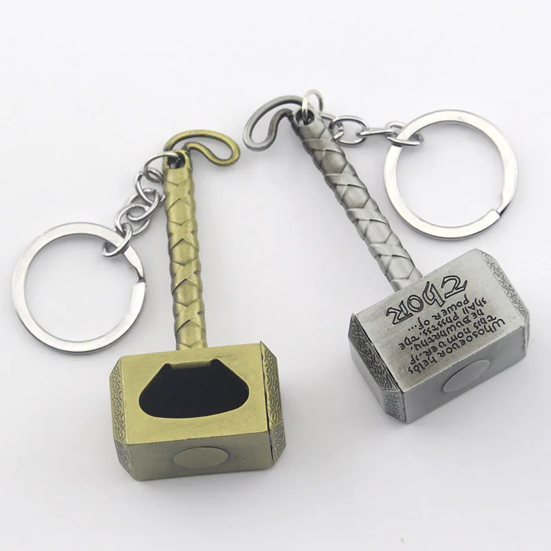 The Avengers 4 Thor's Hammer Mjolnir and Captain America Shield Bottle Opener Keychain Loki Scepter Keyring Party Fashion Tool