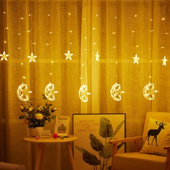 

USB Moon Star Lamp Copper Wire Curtain Light LED String Light Copper Wire Curtain Fairy Lights Neon For Christmas Wedding