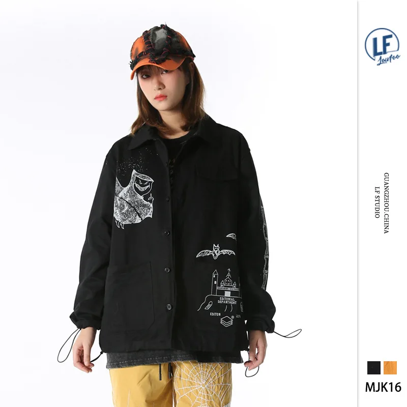 

Lawfoo2020 Spring And Summer New Style Origional National Trends Men'S Wear Multi-pockets Printed Drawstring Casual Shirt MEN'S