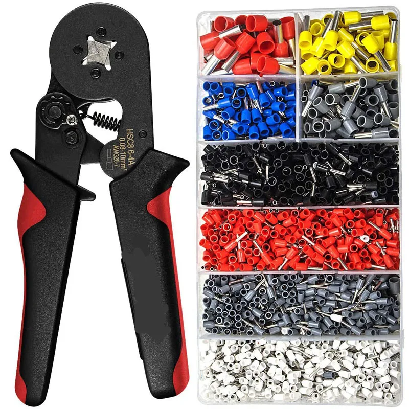 

HSC8 6-4 0.25-10mm2 23-10AWG crimping pliers 1200pcs terminals for tube type needle type terminal crimp self-adjusting tool