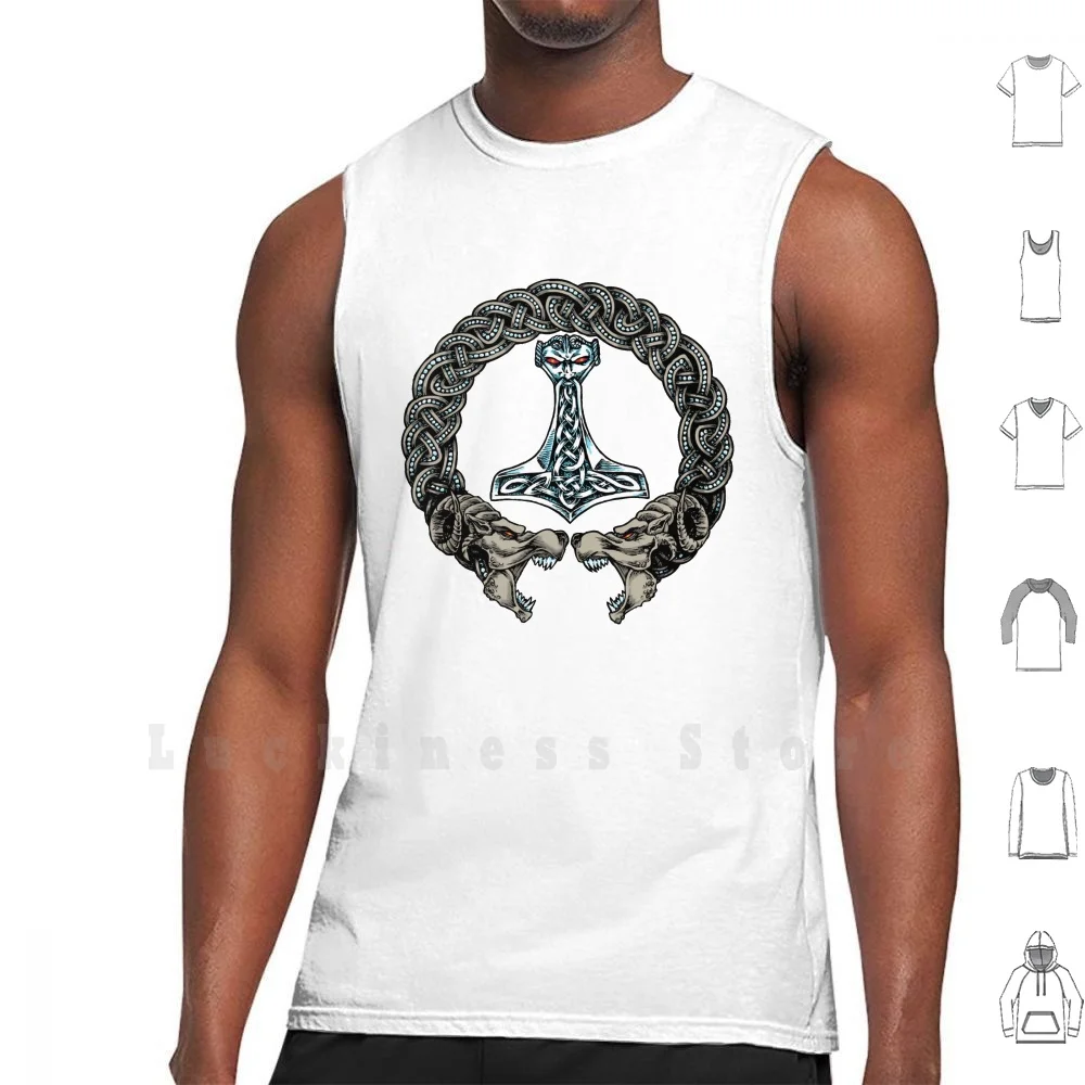 Troth Ring Canotte Gilet 100% Cotone Viking Valhalla Vikings Odin Oden Norse Knotwork Martello Scandinavo Mjolnir