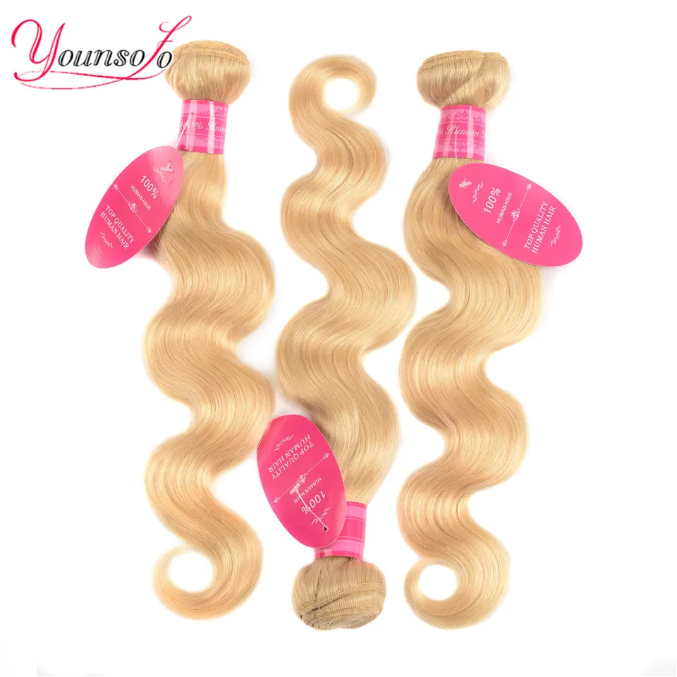

Younsolo 613 Blonde Bundles Hair Extensions Brazilian Hair Weave Bundles Body Wave Remy 100% Human Hair 8-26 inch To Buy