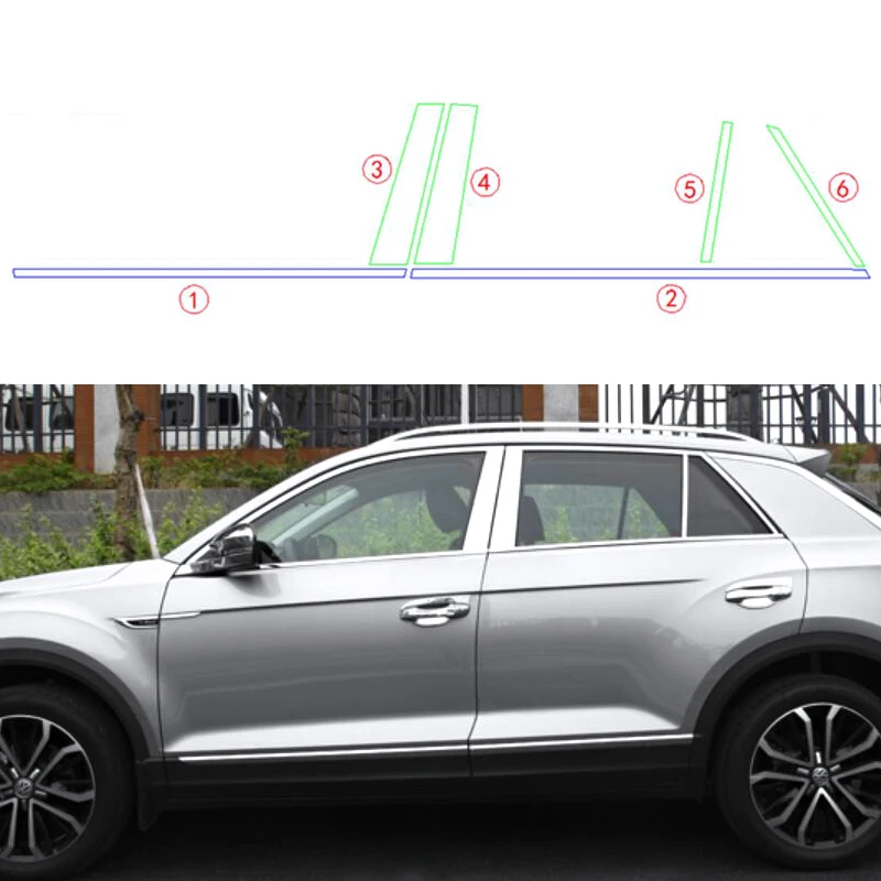 

For Volkswagen/Vw T-ROC T ROC TROC 2018 ABS Window Frame Trim Central Pillar Cover Protectors Moulding Strip Car Accessories