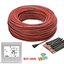 50m12k3 3ohm/m infravermelho fibra de carbono aquecimento fio de borracha de silicone piso quente cabo de aquecimento com termostato venda