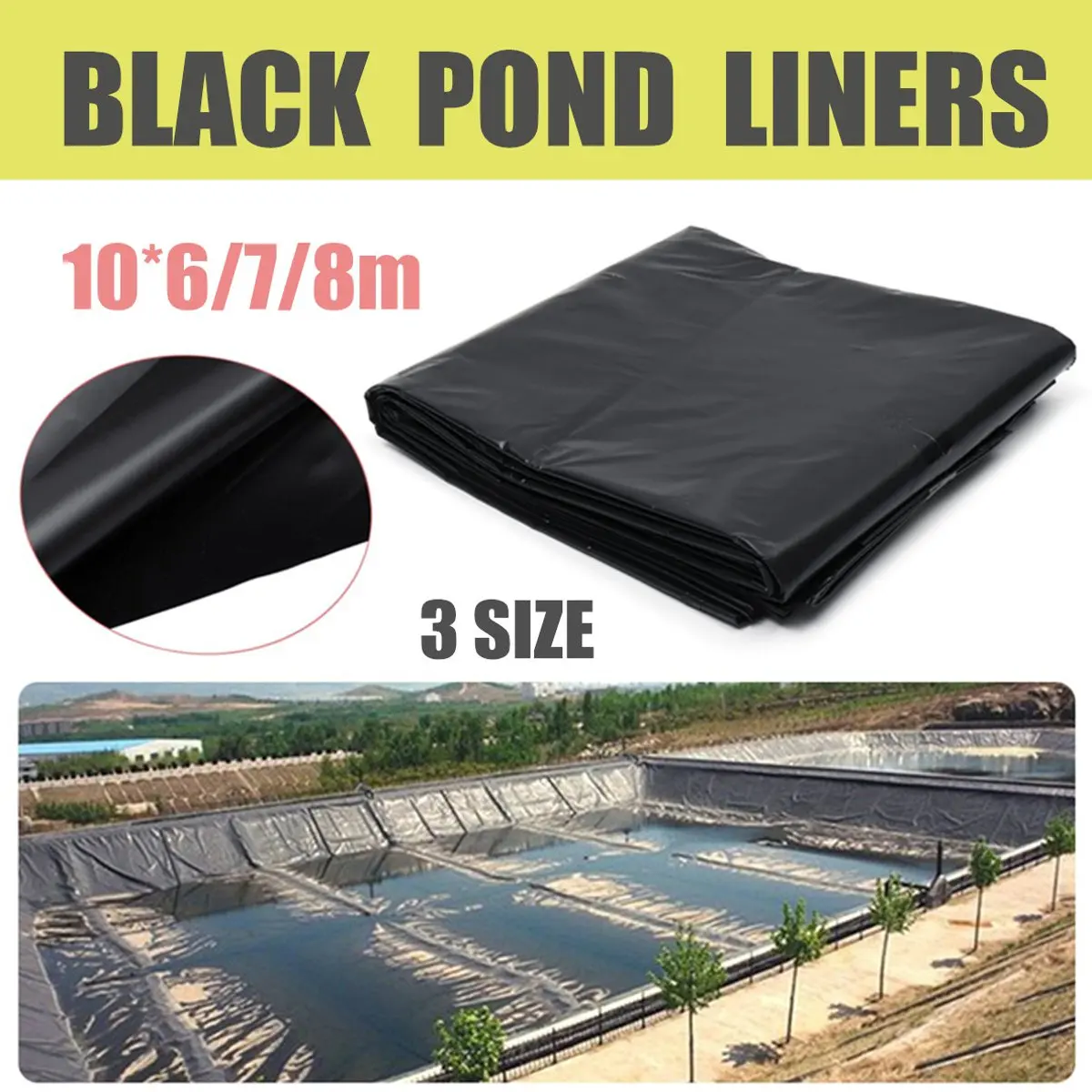 

Pond Liners Black Thicken Pond Liners Garden Pool HDPE Membrane Reinforced Heavy Landscaping Pool Pond Waterproof Liner 10m