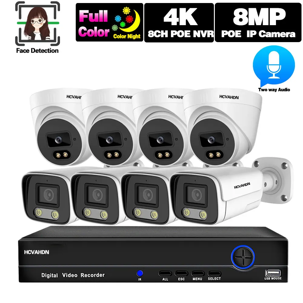 4k Ai Face Detection Nvr Security Camera System 8 Channel 8mp Full