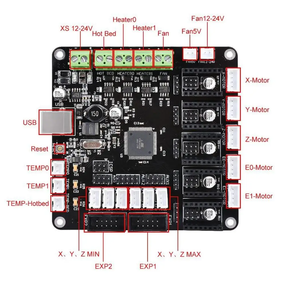 

KFB3.0 3D Control Board Compatible Ramps1.4/MEGA2560/A4988/DRV8825/TMC2100 STEPPER MOTOR Driver for KOSSEL 3D Printer