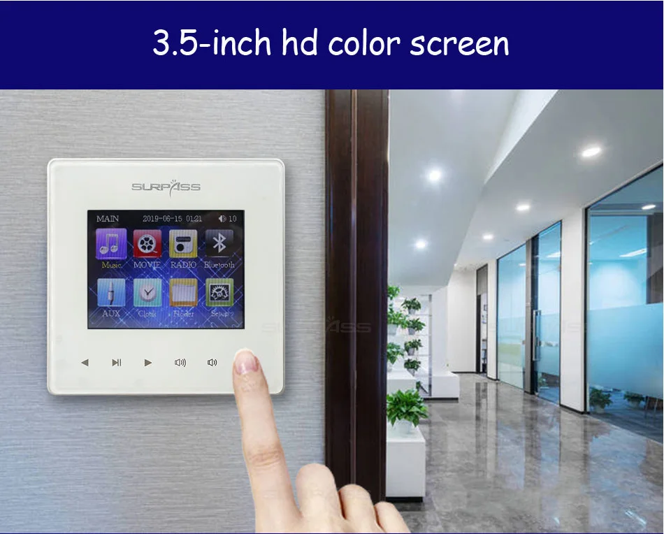 Indoor Background Music System Home Hotel Architecture Villa Amplifier Panel Bluetooth Connection Wall Amplifier With Touch Key